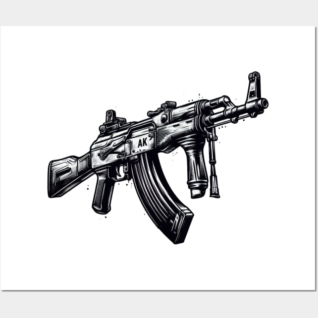Iconic AK-47 Sketch: Artistry Meets Firepower Wall Art by BattlegroundGuide.com